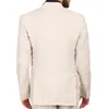 Beige linnen zomer mannen pakken voor prom 2 stuk bruidegom tuxedo met gekerfde revers custom man mode kleding set blazer met broek x0909