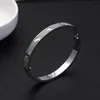 Fashion Jewelry Design Lover Bangles Stainless Steel Full Diamond Bangle Bracelet 3 Row Stone Classical Bracelets Silver Gold Rosy Size 16 -19