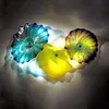 Colorful Flower Wall Decor Lamps Hand Blown Murano Glass Plate Nordic Posters-Wall Lights for Living Room 16 Inches