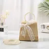 Dzieci Mini Torebka 2021 Summer Słomy Mała Dziewczynka Koronki Bow Cross Body Torba Rattan Handmade Baby Coin Pasta Tot