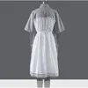 [EAM] Women Contrast Color Spliced Drawstring Midi Dress Lapel Short Sleeve Loose Fit Fashion Spring Summer 1DD8544 21512