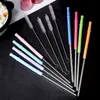 Creative Set of 4pcs Stainless Steel Straws with Silicone Flex Tips Cover,2pcs Cleaing Brushes and 1 Portable Clear Case Included LLA7154