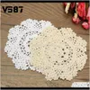 Mats Pads Decoration Kitchen, Bar & Garden Drop Delivery 2021 Wholesale- Vintage Cotton Yarn Mat Coasters Round Hand Crocheted Lace Doilies H