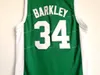 남성용 리즈 고등학교 # 34 찰스 Barkley 저지 그린 스티치 대학 농구 유니폼 빠른 크기 S-XXL