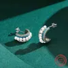 Modian luxe Turquoise boucles d'oreilles véritable 925 en argent Sterling perle breloque femme étincelant boucles d'oreilles pour femmes marque bijoux