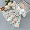 Summer Girl Dress Casual Floral Big Bow Enfants Robes pour Filles Anniversaire Princesse Robe Enfants Vêtements Toddler Vêtements Costume Q0716