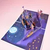 Greeting Cards 60% 3D Castle Pattern Halloween Card Paper Hidden Design Blessing For Friend Interesting Fun