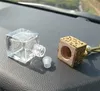 زجاجة زجاجية فارغة قلادة Cube Car Perfume Holding Hollow Rearview Ornament معطر الهواء للزيوت الأساسية Frag2622786
