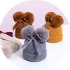 PHB 40289 pom dign fashion winter warm toddler knitted baby hats