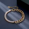 Link Chain 2022 Trend Hip-Hop Couple Gold Bracelet Female Ins Interlocking Shiny With Brick Metal Cold Wind Stacked Dly Ladies Jewelry