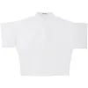 IEFB TOPS stand kraag korte mouw losse effen kleur glanzende stof zomer witte shirts heren oversized kleding 210524