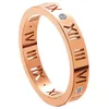 Faixa de moda Anéis de jóias Elegante temperamento de oco out algaris romanos Rose Gold Plating Titanium Steel Ring