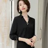 Professional Shirt Women Chiffon Temperament Long Sleeve Blouses Work Wear Spring Fashion V Neck Plus Size Formal Tops 210604