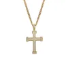 Fashion Female Cross Pendants Dropshipping Gold Color Crystal Jesus Pendant Necklace Jewelry For Men