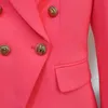 High Street Est Classic Designer Blazer Women's Metal Lion Knapp Dubbelbröst Jacka Fluorescerande Orange Rosa 210521