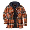 Mäns Hoodies Sweatshirts Quilted Tjock Plaid Långärmad Lös jacka Hoodie Lined Flannel Hooded Full-Zip Shirt R4T1