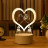 2022 Valentines Day Gift 3D Love Lamp Acrylic Bear Rose Led Night Light Kids Birthday Present Rabbit påskdeko Bröllopsdekoration Julpresent Bästa kvalitet