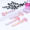 Wholesale ferramentas de cuidados com a pele Beleza Jade Rack Roller Massager Single Head Beauty Metal Punho Rose Quartz Face Roller