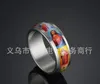 8mm wide Stainless steel oil painting ring Men and women present Jesus rings mix size 7-11