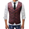 Luxury Printed Vest Men Night Club Butterfly Print Gilet Homme Mariage Slim Fit Business Sleeveless Jacket Tops Waistcoat Men's Vests Stra22