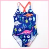 Einteiliger Badeanzug für Kinder, Kleinkinder, Babys, Mädchen, Strandkleidung, gestreift, Flamingo-Quasten, Badebekleidung, Badeanzüge