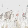 Benutzerdefinierte selbstklebende Wandbild Tapete moderne Ins Pflanze Elefant Hirsch 3D Cartoon Kinderzimmer Hintergrund Wandaufkleber Dekor
