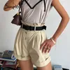 High street fashion short solide taille haute casual short d'été solide Chic streetwear dames bas 210625