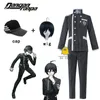 Dangan Ronpa Shuichi Saihara Cosplay Black Costume Danganronpa V3 Hat Top Pants Short Wig Halloween Dress School Uniform Men Y0913