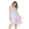 Moederschap jurken jong meisje 2021 zomer regenboog tie-dye gradiënt Europese en Amerikaanse vrouwen chiffon sling plus size jurk voor moeder