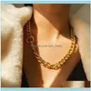 Chains Necklaces & Pendants Jewelrychains Fashion Gold Plated Chunky Choker Necklace Women Punk Cuban Lock Link Collares Statement Collier F