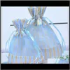 Other Event Festive Supplies Home & Garden Drop Delivery 2021 Mini Dstring Cotton Linen Gift Pouches With Clear Window Organza Voile Bags 10X