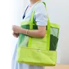 Women High Capacity Mesh Transparent Double-layer Heat Preservation Large Picnic Tote Office Snacks Bags