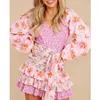 Vestidos casuais inspirados em Boho feminino estampa floral mista babados minivestido para mulheres manga longa lindo sexy chique moda festa