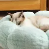 Kimpety Okrągły Kwiat Kot Zimowy Ciepły Pluszowy Kot Miot Pet Nest Pad na wszystkie pory roku Poprawa łóżka śpiące dla kotów 210713