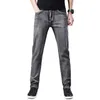 Vår sommar män klassiska grå jeans elastiska mäns stretch-fit tunna jeans affärer casual klassisk stil 211008