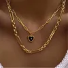 Chains Fashion Star Heart-shaped Stainless Steel Gold Chain Necklace For Women Exquisite Clavicle Sweater Pendant Jewelry