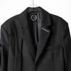 女性のためのミニマリストのパッチワークポケットブレザーのための長袖カジュアルブラックブレザー女性ファッション服210524