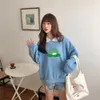 Kawaii Groda Sweatshirt Oversized Harajuku Pullover Hoodie med pocket Bomull Kvinnor Kpop Mode Kläder estetiska Söt Hoodies 211023