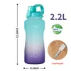 2000ml esportes plásticos garrafa de água ao ar livre com escala de tempo waterbottle copo plásticos bebendo garrafas colorido wll874
