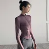 [DEAT] Stojak Collar Solid Color Coat Kobiety Tight Yoga Garnitur Z Długim Rękawem Top Cardigan Running Fitness Jacke Spring GX856 210428