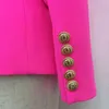 HIGH STREET Élégant Designer Blazer Femmes Classique Double Boutonnage Boutons En Métal Slim Fit Blazer Veste Rose Chaud 210330