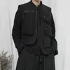 남성 조끼 조끼 작업 의류 지퍼 코트 2022 가을 대형 멀티 포켓 캐주얼 일본 패션 Phin22