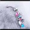 Bell Drop Delivery 2021 D0488 (1 couleur) Clear Wings Belly Button Nombril Anneaux Body Piercing Bijoux Dangle Fashion Charm Cz Stone 3Krqs