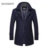 Men Winter Wool Coat Men's Casual Brand Solid Color Wool Blends Woolen Pea Coat Male Trench Coat Overcoat 211011