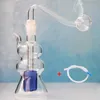 Mini piccola pipa per bruciatore a nafta in vetro con ciotola da 10 mm Pipa colorata per gorgogliatori Tubi d'acqua Narghilè trasparente Ciotole per tabacco Set completo blu Accessori per fumatori