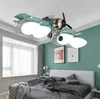 Retro järn flygplan ljuskrona lampor pojke amerikansk enkel personlighet kreativ barn rum sovrum