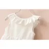 Robe d'été pour filles blanc pur creux grand V dos nu fête princesse enfants bébé enfants filles vêtements 210625