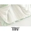 Traf Women Chic Fashion Fashion Floral Print Mini koszulka Sukienka zabytkowe zarywające rękawy z podszewką sukienki żeńskie Vestidos Mujer 210415