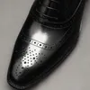 Dress Shoes Large Size EUR45 Black Mens Business Genuine Leather Oxfords Male Social