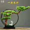 Decorative Flowers & Wreaths Chinese Style Guest-Greeting Pine Creative Design Bonsai Zen Garden Iron Ring Living Room Decoration Feng Shui